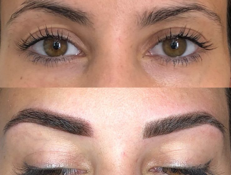 Le sopracciglia Prima e dopo il trattamento del Trucco permanente